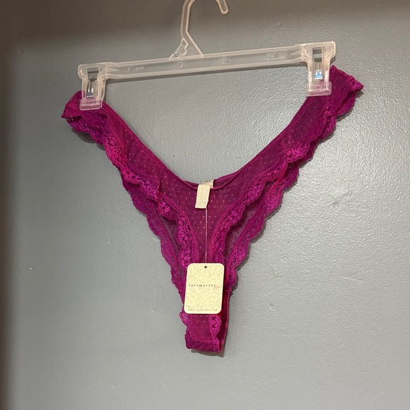 Free People Sheer Lace Thong - Fuchsia - Picture 2 of 4